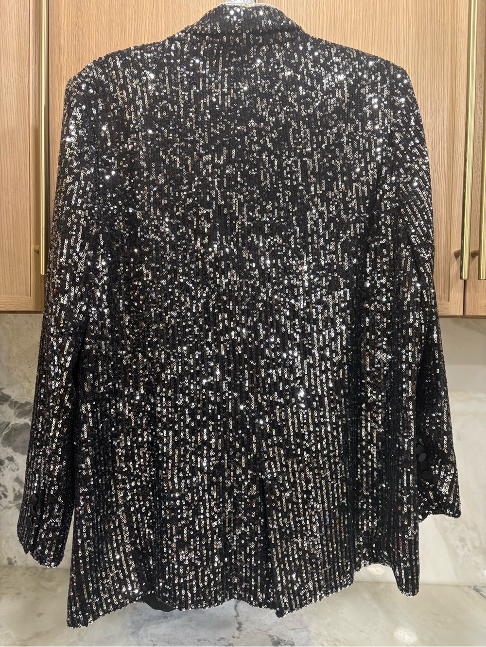 ZARA Black Sequin Longline Blazer - Picture 2 of 4